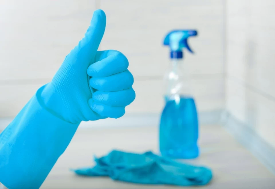 środki czyszczące i rękawice